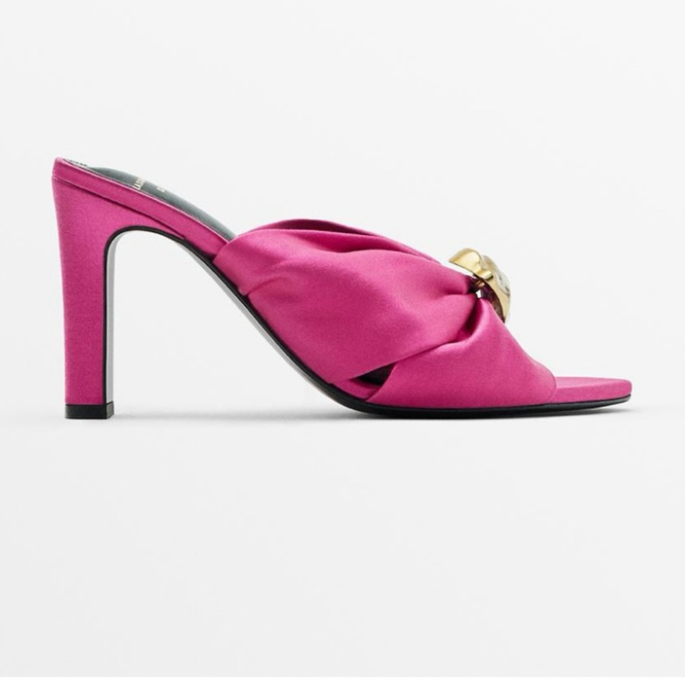 Massimo Dutti Zara Pink Heeled Mules with Open Toe
